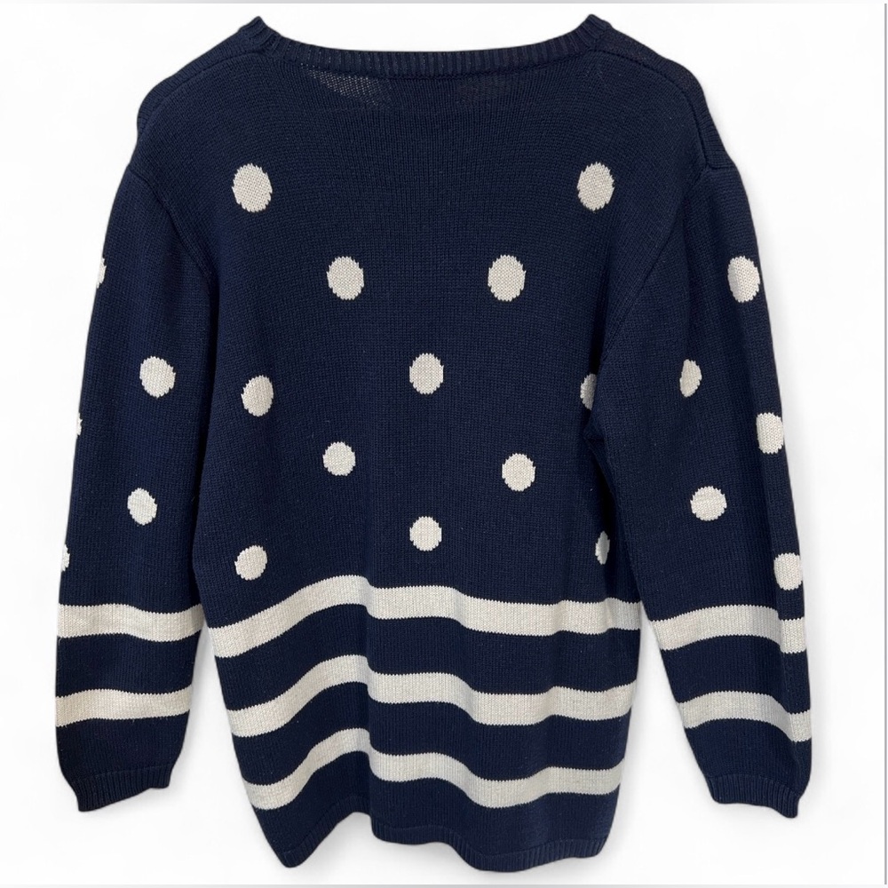 Vintage Navy Floral Polka Dot Sweater - Picture 2 of 3